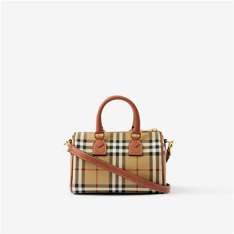 burberry bridle bowling|Mini Check Bowling Bag in Archive beige/briar brown .